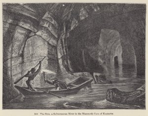 The Styx, en underjordisk flod i Mammoth Cave of Kentucky (gravering) af European School