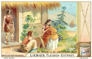 Synålen i forhistorisk tid (chromolitho) af European School