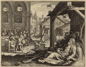 Tobit blændet af spurveekskrementer (gravering) af European School
