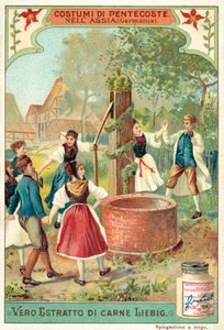 Traditionel pinsefest i Hessen, Tyskland (chromolitho) af European School