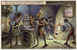 Venetian glass blowers, 14th Century  af European School