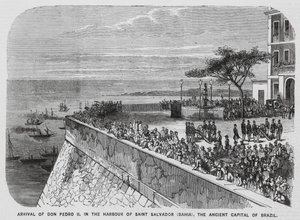 Kejser Pedro II af Brasiliens besøg i Salvador, Bahia (kobberstik) af European School