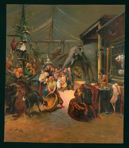 Besøgende i et menageri (chromolitho) af European School