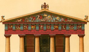 Den vestlige facade af Athenatemplet i Aegina af European School