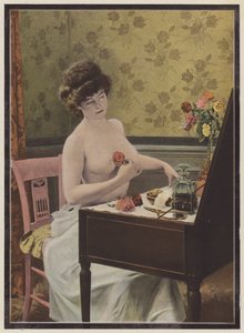Kvinde før spejlet (farve litho) af European School