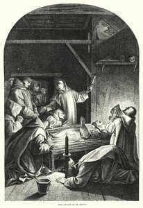 St. Brunos død (gravering) af Eustache (after) Le Sueur