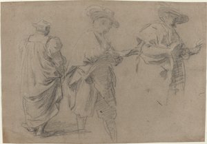 En dommer og to herrer advokater af Eustache Le Sueur