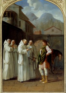 Saint Bruno (1030-1101), grundlæggeren af karteuserordenen modtager en besked fra pave Urban II (Urbano II) af Eustache Le Sueur