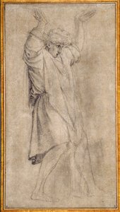 Studie for Marcus Curtius, legendarisk skikkelse fra det antikke Rom af Eustache Le Sueur
