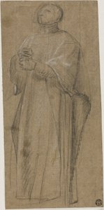 Studie til præst, der bærer krans af Eustache Le Sueur