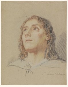 Hovedet af en ung mand med langt hår af Eustache Lesueur