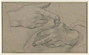 Studie af to hænder af Eustache Lesueur