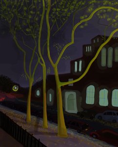 11th Street At Night, 2016 (håndtegnet på en iPad med en Apple-blyant) af Evan Sklar