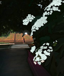 Klokken 6 om morgenen. Regnfuld morgen og jogger. Prospect park west (digital kunst) af Evan Sklar