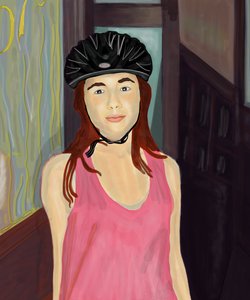Ava i cykelhjelm, Brooklyn (digital kunst) af Evan Sklar
