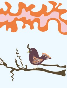 Bird On Branch, 2015 (håndtegnet på en iPad med en Apple-blyant) af Evan Sklar
