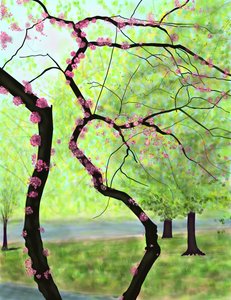 Blomstrende træ, Brooklyn (digital kunst) af Evan Sklar