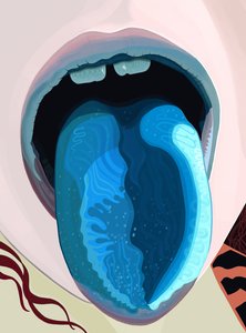 Blå tunge fra ispind (digital kunst) af Evan Sklar