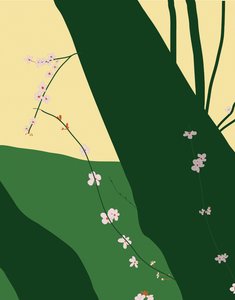 Cherry Blossoms, 2015 (håndtegnet på en iPad med en Apple-blyant) af Evan Sklar