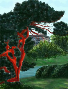 Nåletræ ved Litchfield Villa, Prospect Park (digital kunst) af Evan Sklar