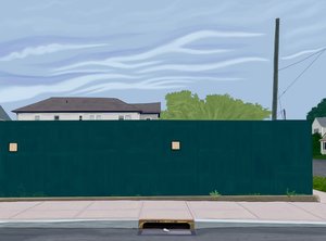 Byggeskur, Brooklyn, 2025 (digital kunst) af Evan Sklar