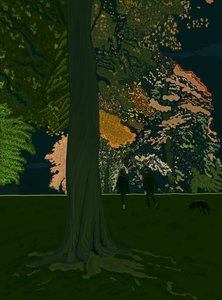 Dog Walk At Night (digital kunst) af Evan Sklar