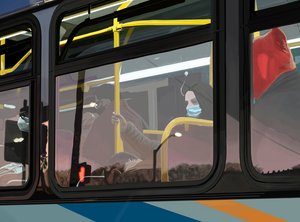 Pendlere på bus tidligt om morgenen, Brooklyn (digital kunst)