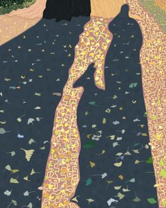 Ginko-blade og skygger, Brooklyn (digital kunst) af Evan Sklar