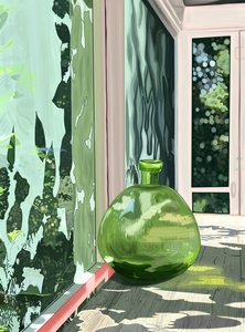 Grøn vase i afskærmet veranda, Brooklyn (digital kunst)