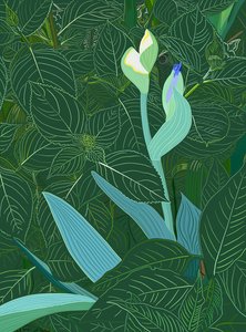 Iris og hortensia, 2025 (digital kunst) af Evan Sklar