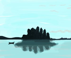 Lake In Maine, 2015 (håndtegnet på en iPad med en Apple-blyant) af Evan Sklar