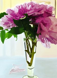 Magenta pæoner i vase (digital kunst) af Evan Sklar