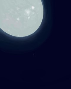 Månen og Saturn, ca. 2020-24 (digital kunst) af Evan Sklar