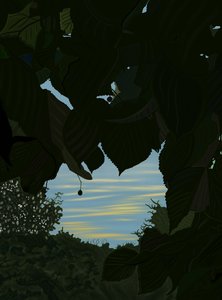 Morgenhimmel gennem blade, 2025 (digital kunst) af Evan Sklar