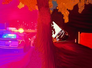 Væltet lastbil, 2025 (digital kunst) af Evan Sklar