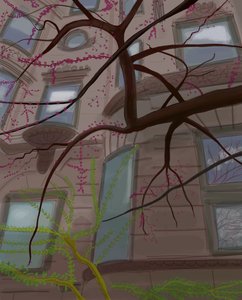 Prospect Parek West og Fifth Street, Brooklyn, 2017 (håndtegnet på en iPad med en Apple-blyant) af Evan Sklar