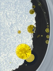 Ris kogt i gryde med dråber af olivenolie (digital kunst) af Evan Sklar