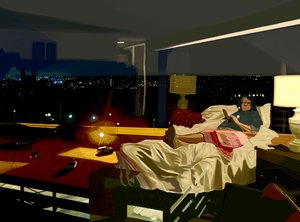 Richmond, Virginia, Hotel om natten, 2025 (digital kunst)