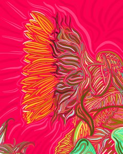 Enkelt solsikke, ca. 2020-24 (digital kunst) af Evan Sklar