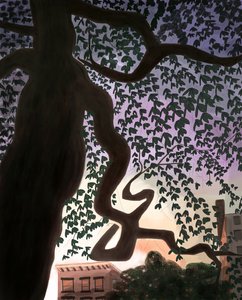 Tree and Avenue At Dusk, 2016 (håndtegnet på en iPad med en Apple-blyant) af Evan Sklar