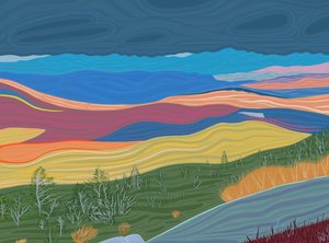Udsigt over Catskill-bjergene om efteråret (digital kunst) af Evan Sklar