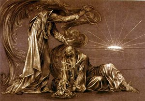 Færdigt studie til Earthbound, ca.1897 (kridt) (se 27982) af Evelyn De Morgan