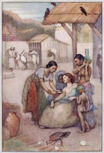Illustration til Cranford af fru Gaskell (farve litho) af Evelyn Paul