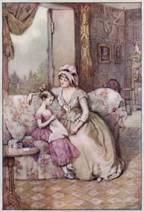 Illustration til Cranford af fru Gaskell (farve litho) af Evelyn Paul
