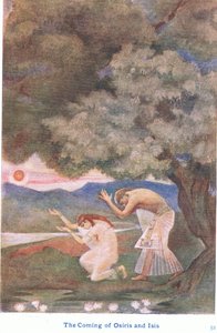 Osiris og Isis komme (farve litho) af Evelyn Paul