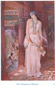 Nitocris hævn (farve litho) af Evelyn Paul