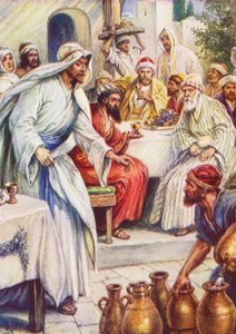 Jesus ved bryllupsfesten (farvelitografi) af Evelyn Stuart Hardy