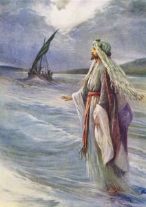 Jesus går på havet (farvelitografi)