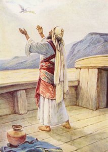 Noah og duens tilbagevenden (farvelitografi) af Evelyn Stuart Hardy