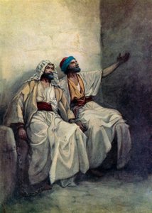 Paul og Silas glade i fængsel (farve litho)